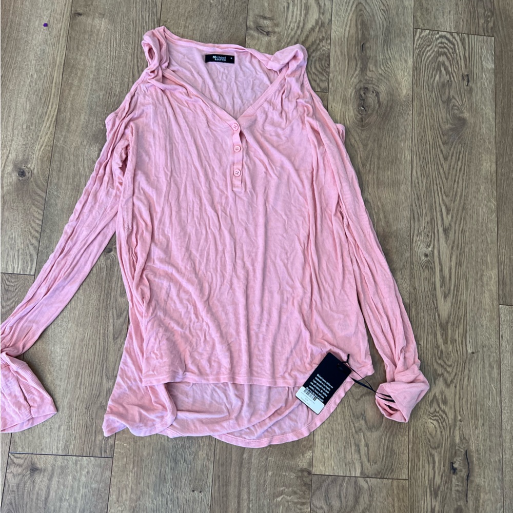 New with tags M michael Lauren pink top open shoulder